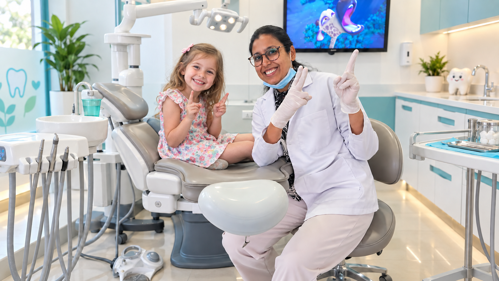 NRI child with Dr. Mittal at dental clinic in Bengaluru